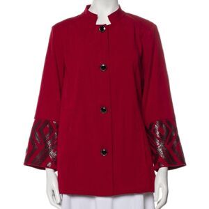 Bob Mackie NWT Red Wearable Art Sequin Vintage Evening Jacket, Size L (12-14)